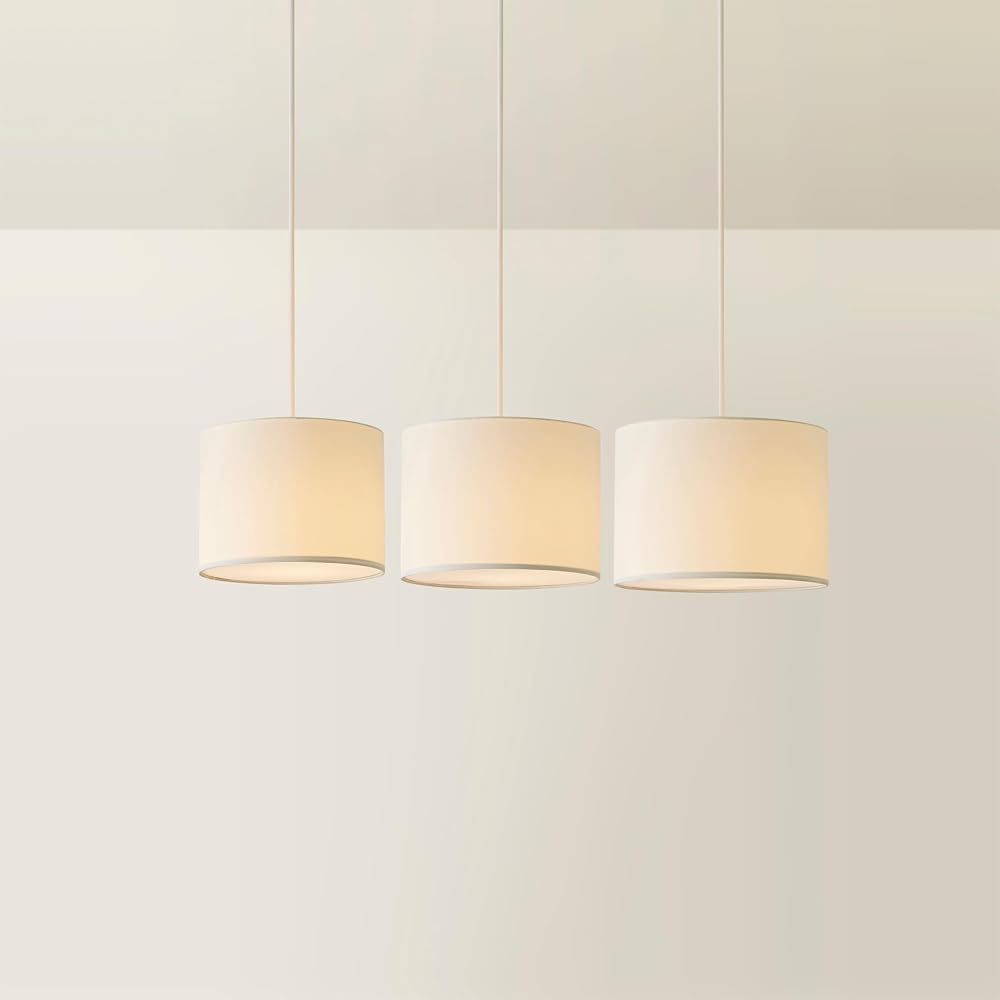 MiniSun Nesting Fabric Ceiling Light Shades Cream Pack of 3 S M L 30cm