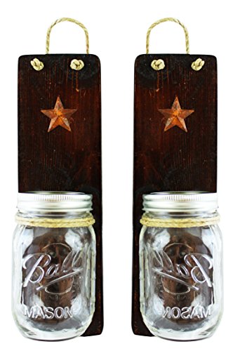 image for Heartful Home Rustic Wall Sconces Set of 2 - Primitive Country Decor -