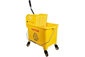 Spartano Mop Bucket 19L (5 Gallon, 20 Quart), Down Press Wringer, Yellow Floor Cleaning Portable Mop Trolley for Household & 