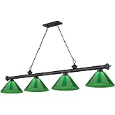 Z-Lite 2306-4MB-PGR Cordon Billiard Pendant, 4-Light 240 Total Watts, Matte Black