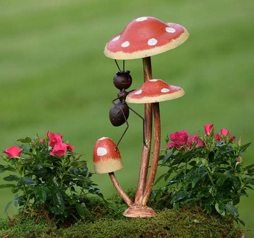 Zaer Ltd. Ants metálicos en Setas de Hongos para jardín/Maceta ...
