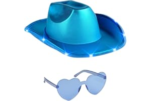 Funcredible Light Up Cowboy Hat and Glasses - Holographic Led Cowboy Hat for Women - Costume Accessories - Space Cowgirl Hat