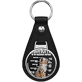 1080 Graphics Funny Anatomy Australian Shepherd Dog Lover Aussie Leather Keychain Stainless Steel Ring for Keys, Bags, or Backpacks