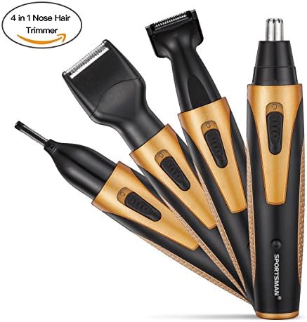 Erjia Nose Hair Trimmer, 4 in 1 Rechargeable Nose Trimmer/Nose Ear Trimmer/Bread Trimmer/Sideburn Trimmer/Eyebrow Trimmer Stainless Steel&amp;Water Resistant with Wet/Dry&amp;Vacuum Cleaning System