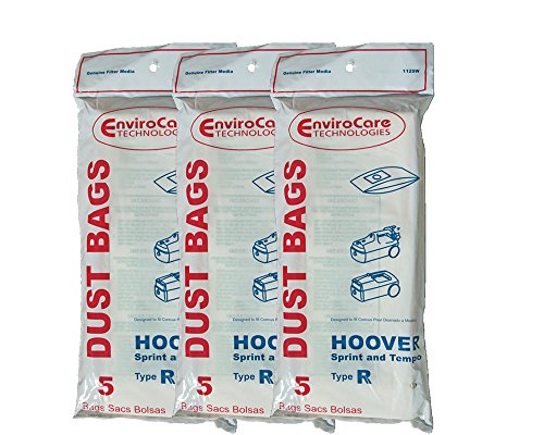 15 Hoover Type R Sprint, Tempo, Allergy Vacuum Bags, Sprint, Tempo, Hornet, PortalPower II, PTP II Vacuum Cleaners, 4010063R, H-4010063R, 43655095