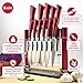 Red Knife Set by Kniv | Chefs, Paring, Utility, Carving, Bread, Steak Knives, 11 Comfortable Good Weight Pieces, Cut Like a Professional Chef (Sharp Wedding Gift)