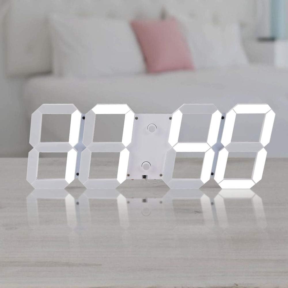 Seeutek Wall Clock Multi-Functional Remote Control Large LED Digital with Countdown Timer Temperature Date