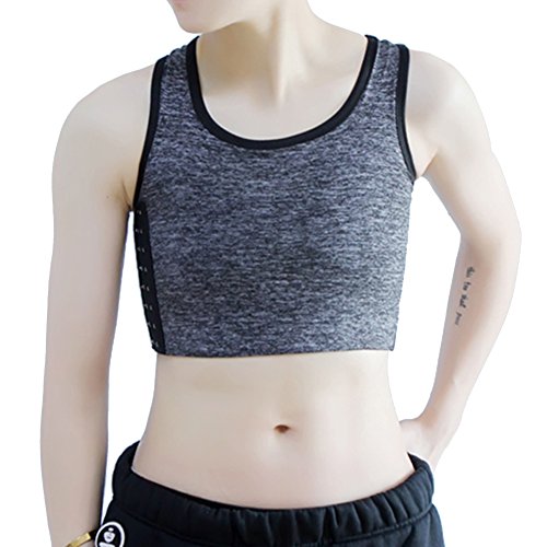 JARAZIN Women Tomboy Elastic Band Colors Chest Binder Tank Top (XL, Dark Grey)