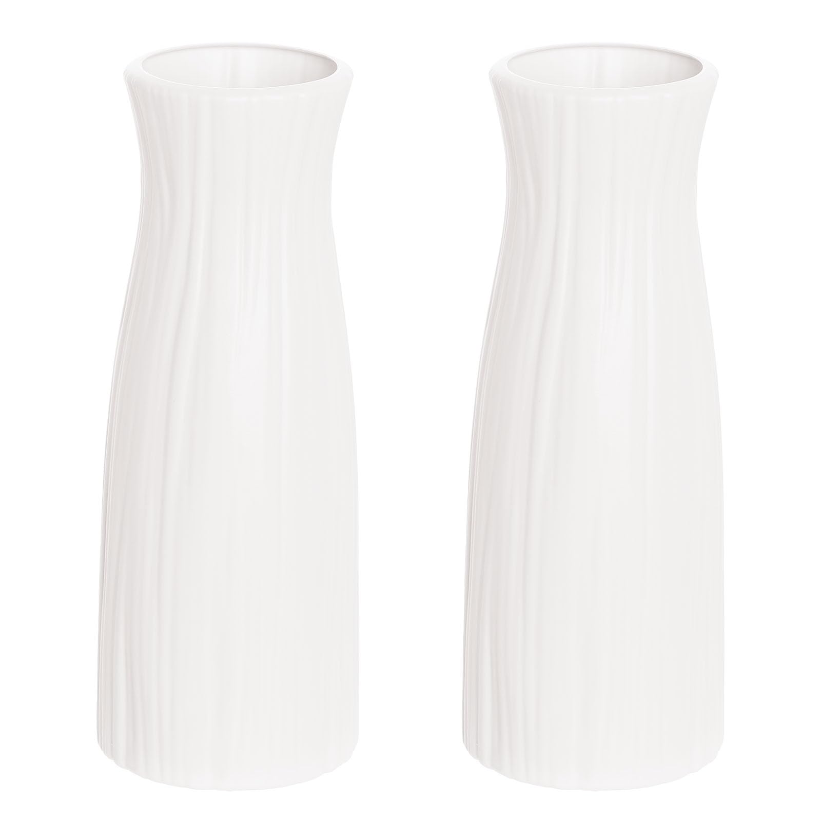 Photo 1 of 2 Pack Composite Plastics Vase for Flowers, Unbreakable Ceramic Look Vase for Home Decor Centerpieces, Arranging Bouquets, Connected Tubes (White)