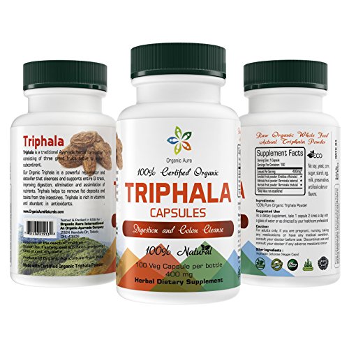 Certified Organic Triphala Capsules. 100 Veg Easy Swallow Capsules. Natural Digestion and Colon Cleanse Support. Herbal Whole SuperFood. 100% All Natural, Raw and Original.