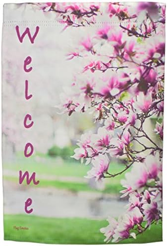 Flag Emotes Double Sided Garden Flag Pink Dogwood Tree Welcome