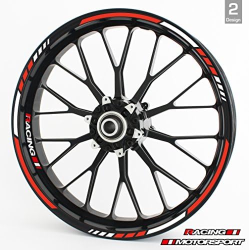 RS Tyre Rim Decals for 15", 16", 17", 18" and 19" Wheels – Complete Set, Choose Your Colour &amp; Style - LIGHT RED, DESIGN 2