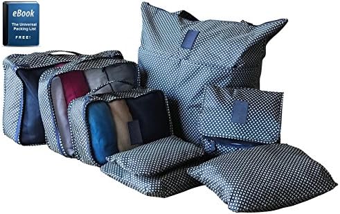 Travel Bag Foldable Carry On Duffle - w/ 6 Packing Cubes Luggage Sets Organizer and Toiletry Kit
