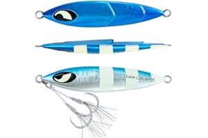 OCEAN CAT 1 PC Slow Fall Pitch Fishing Lures Sinking Lead Metal Flat Jigs Jigging Baits with Hook for Saltwater Fishing