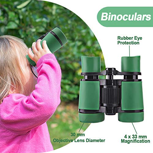 Adventure Kids - Outdoor Explorer Exploration Children\'s Toys Kit- Binoculars, Flashlight, Compass, Magnifying Glass, Whistle, Butterfly Net for Educational, Camping, Hiking, Backyard