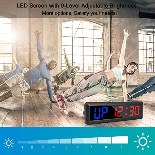 N/ A Jhering Interval Gym Timer Stopwatch 2.3 "Led Programmeerbare Tabata EMOM MMA Count Omhoog/omlaag Klok (Blauw/Rood) - Image 6