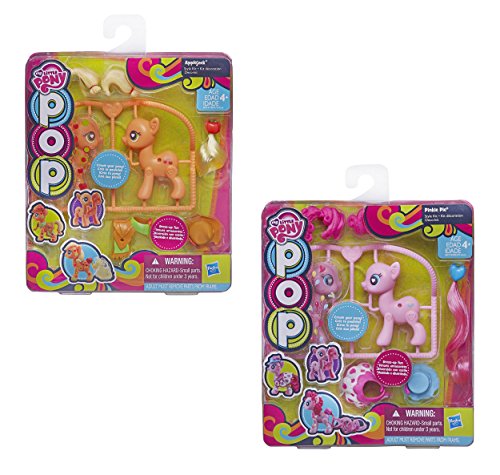 Secret for Longevity 2-Pack Little Pony Horse Pink Pinkie Pie Orange Applejack Figures Pop Starter Style Kit Play Set Toy