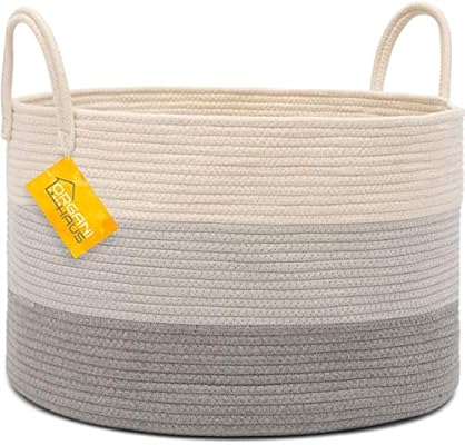 Home Decor Cotton Rope Storage Basket With Handles Extra Large