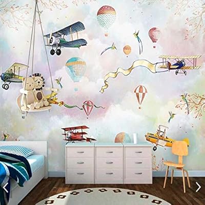 Papel Pintado Pared Decoracion Cocina 3d Carton Avion De Globo