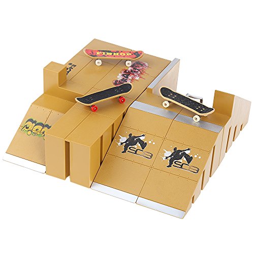 AODD Finger Board Skate Park Kit, 8pcs Skate Park Kit , Ramp Parts for Tech Deck Fingerboard Mini Finger Skateboard Fingerboards Ultimate Parks with 3PCS Finger Boards, Suitable for Everyone