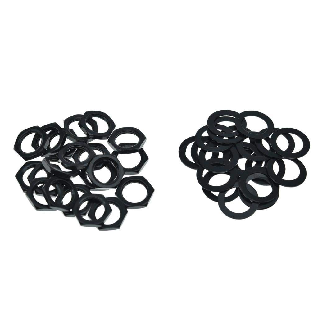 Dopro 20 Guitar Input Output Jack Socket Nut and Washer Guitar Metric Jack Nuts for Import Guitars Black