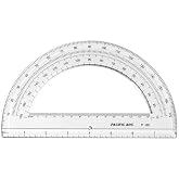 Pacific Arc's 8 Inch Plastic Protractor Clear Ruler