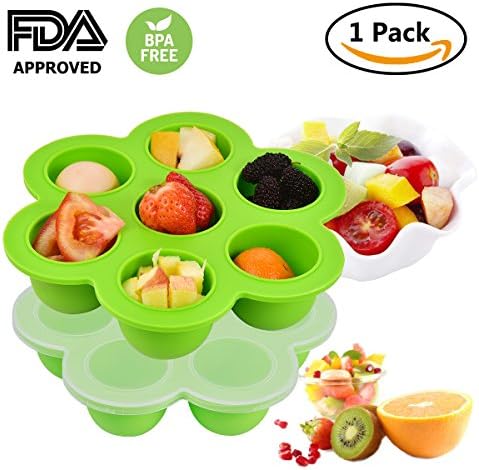 Baby Food Freezer Tray Food Storage Container with Clip-on Lid by Adkwse, Baby Food Mold Pan for Homemade Baby Food, Vegetable &amp; Fruit Purees, Pudding and Breast Milk - BPA Free &amp; FDA Approved