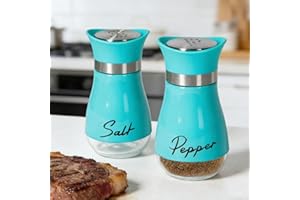 Salt and Pepper Shakers Set: Pepper Shaker Salt Shaker, 120ML Seasonings Containers with Glass Bottom for Kitchen Seasoning D
