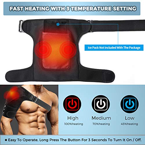 Heated Shoulder Brace, Shoulder Heating Pad 3 Heat Settings with Hot