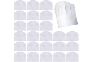 Aulufft Kids Chef Hats 50 Pack Disposable 8 Inch Paper Chef Hats, White Chef Toques Caps for Kids Home Kitchen, Baking and Party Favors