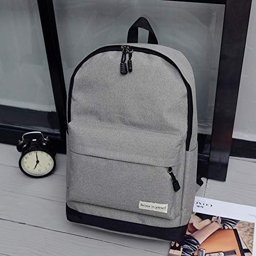 XIAOKEKE Youth Fashion Casual Backpack Canvas Bag Junior High School Student Bag Gray 271442cm