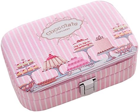 Jewelry Box, Portable Elegant Girls Jewelry Organizer Mirrored Mini Travel Case (Pink)