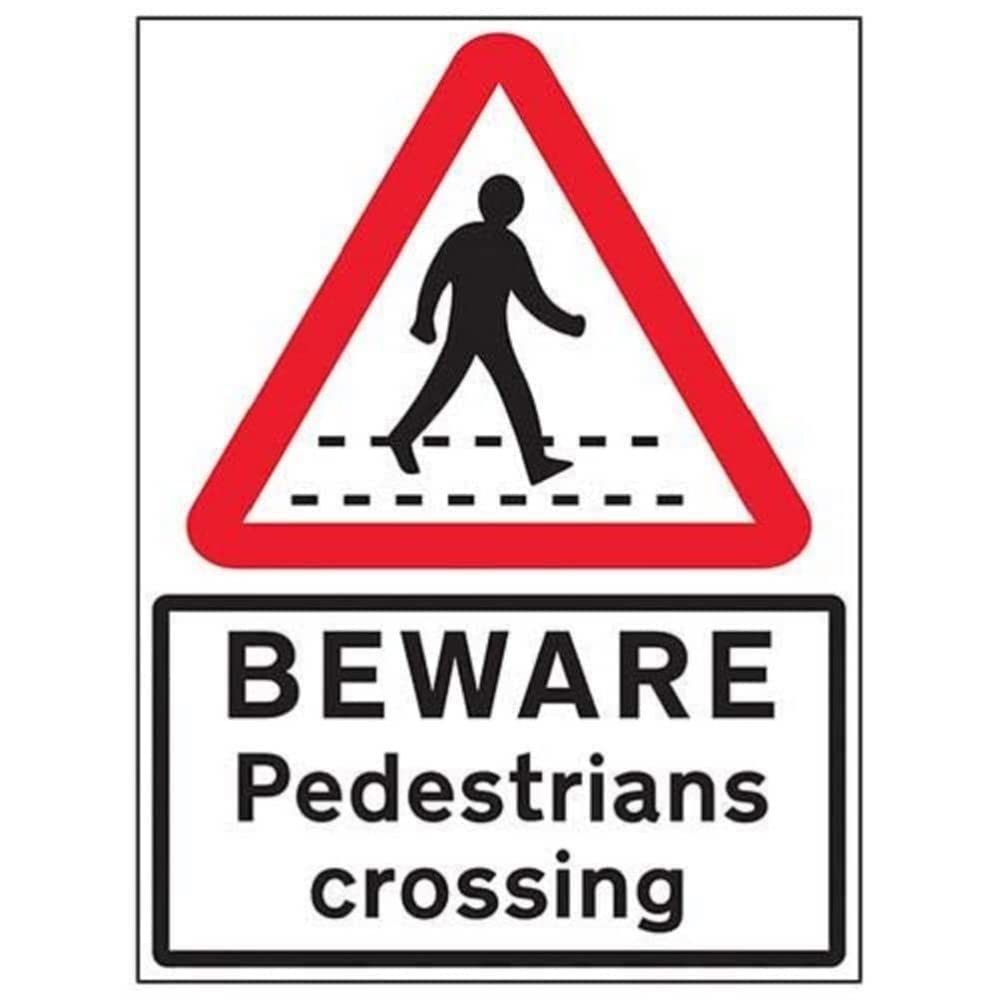V Safety Beware Pedestrian Crossing - 3 mm AlumComp RA1 Anti Graffiti - 450 x 600 mm Safety Sign