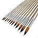 Artist Watercolor Brushes, Round Pointed Tip Paint Brushes Set, 12pcs Different Sizes Detail Paint Brush for Watercolor, Acrylics, Ink, Gouache, Oil, Tempera (Golden)