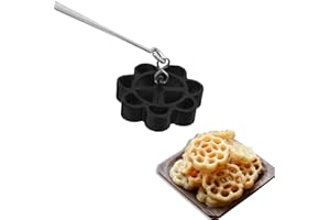 FLORA AND CO Stainless Steel Non Stick Rose Murukku Cookie Maker Mould | Achappam & Biscuit Frame | Black | Durable & Easy Cl
