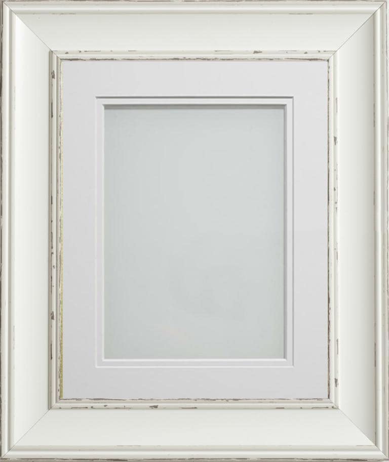 Frame Company Brooke Antique White Photo Frame, Double White Mount, A3 for A4 (11.75x8.25 inch, fitted with perspex)