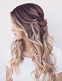 Heahair® Full Head Clip in Hair Extensions Ombre One Piece 2 Tones Wavy Curly Black Brown Blonde (Chocolate Brown to sandy Blonde)