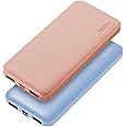 Miady 2-Pack 10000mAh Dual USB Portable Charger, USB-C Fast Charging Power Bank, Slim Backup Charger Battery Pack Compatible with iPhone 16/15/14/13 Galaxy S24/22 Google iPad Android etc (Blue+Pink)
