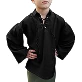 Eymitory Boys Medieval Pirate Shirt Kids Viking Renaissance Ruffle Shirt Halloween Scottish Jacobite Ghillie Costume Tops