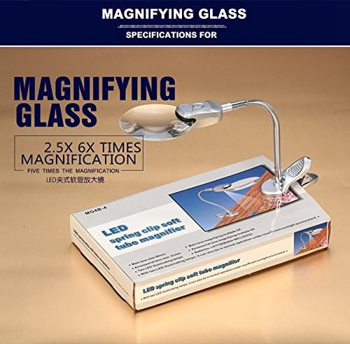 ESHINEY 2x 6x Desktop Magnifier Lamp Loupe With Clamp LED Illuminating Magnifier Metal Hose Magnifying Glass With Led Lights