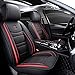 OUTOS Luxury Leather Auto Car Seat Covers 5 Seats Full Set Universal Fit(Black-Red)