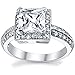 2 Carat Princess Cut Cubic Zirconia Sterling Silver 925 Wedding Engagement Ring Sizes 4 to 11