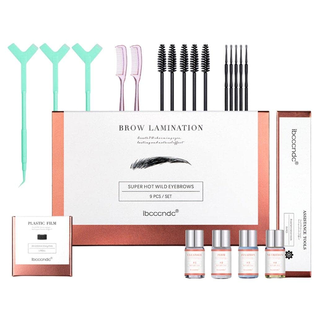 Brow Lamination Eyelash Lifting Kit Eyebrow Long Lasting Fuller Brow Perm Shaping Styling Kit with Cotton Swab Tool with Styling Stick Starter