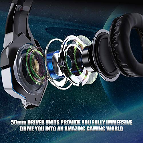 BENGOO V-4 Gaming Headset for Xbox One, PS4, PC, Controller, Noise Cancelling Over Ear Headphones with Mic, LED Light Bass Surround Soft Memory Earmuffs for PS2 Mac Nintendo Switch Games (Renewed)