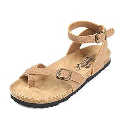 Northside Women's Priya Flat Sandal, Sand, Size 6 M