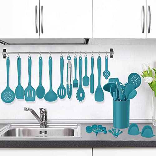 Homikit 42 Pieces Navy Blue Kitchen Cooking Utensils Set with Holder ...