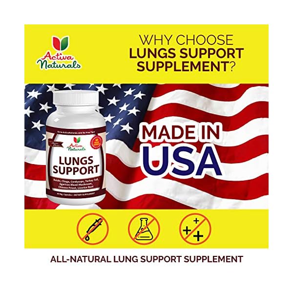 Lungs Support Health Supplement with Reishi, Chaga, Cordyceps, Turkey Tail, Agaricus Blazei