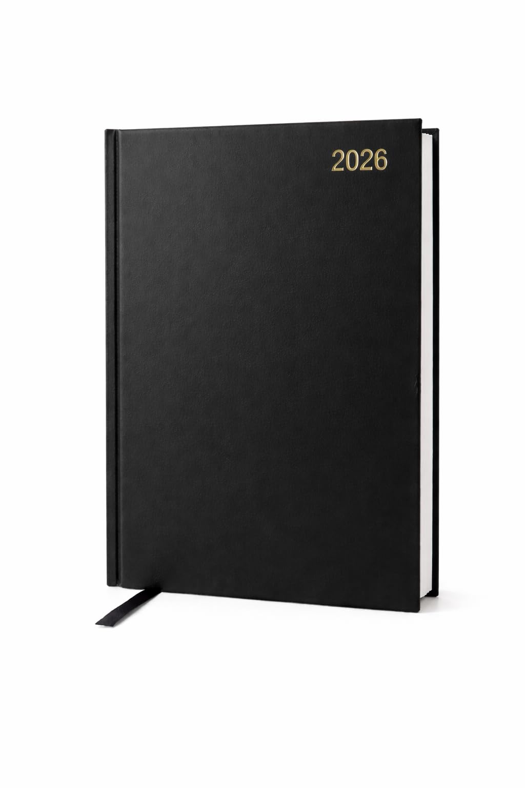 Top Sale 2026 A5 Diary Day Per Page – Black Hardcover Daily Planner with Full Weekend Pages, Ribbon Marker, Year Planners and Reference Pages – Casebound Appointment Organiser — image 1