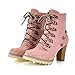 Trendy Lace-Up and Rivets Design Women's Chunky Heel Short Boots