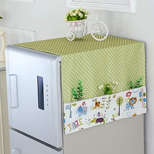 KEFAN Package of Fridge Dust Cover and Microwave Handle Cover Cotton Linen Cover for Washing Machine Oven Home Appliance (Green)